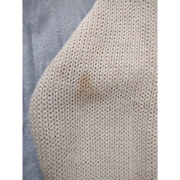 Vintage Mixed Blues Shepherds Sweater Cream Cotton Blend M Cable Jacquard Knit - Picture 10 of 10